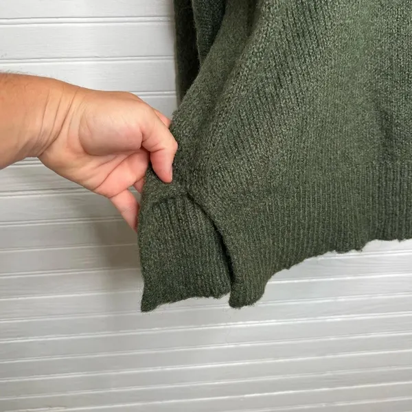 Topshop Women's Green Chunky Knit Mock Neck Oversized Sweater Size S US 4-6 - Image 5