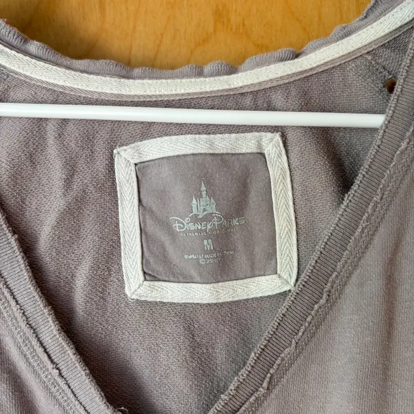 Disney Parks Sweatshirt Women Medium Purple Mickey Mouse Live Laugh Relax V-Neck - Image 2