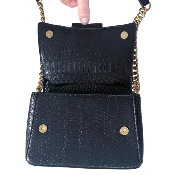 Zara Black Metal Buckle City Bag Faux Leather Top Handle & Crossbody Strap - Image 5