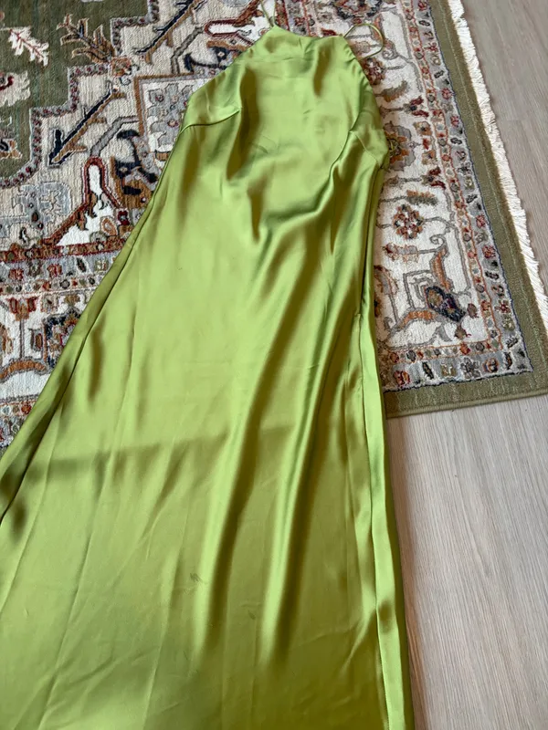 Zara Satin Halter Maxi Dress - Image 3