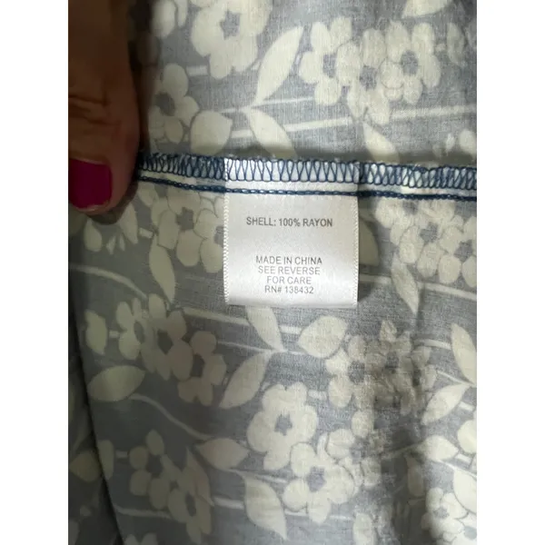 ModCloth Blue White Floral Maxi Dress Empire Waist Cottagecore Prairie‎ Large - Image 5