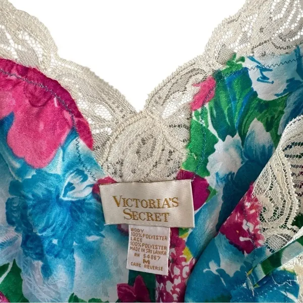 Vintage‎ Victoria's Secret Gold Label Floral 90s Floral Slip Medium Nightgown - Image 6