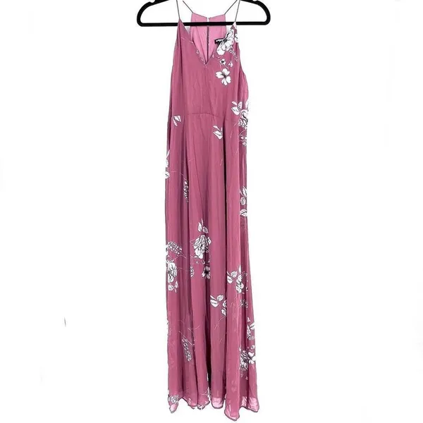 Nwt Express Floral Maxi‎ Dress XS Halter Strap Pink - Image 7
