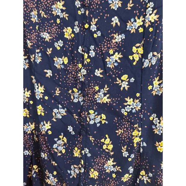 Torrid Womens Floral Print V-Neck Top Size 0 Blue/Multicolor Short Sleeve - Image 3