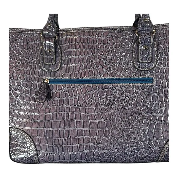 Attention Tote Bag Womens Large‎ Purple Croc Embossed Laptop Work Professional - Image 5