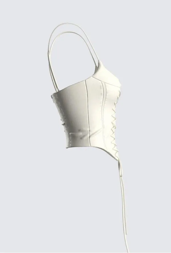 Malia Ivory Lace Up Corset Top - Image 2