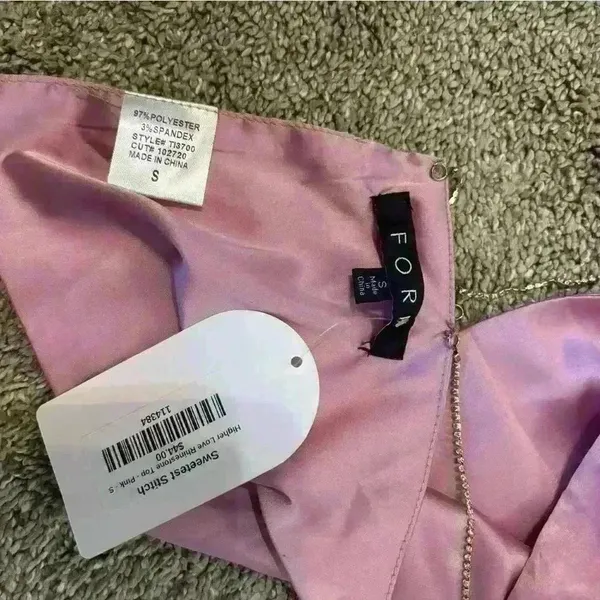 Backless Satiny Pink Crop Tank with Jeweled Spaghetti Straps Size S - Image 8