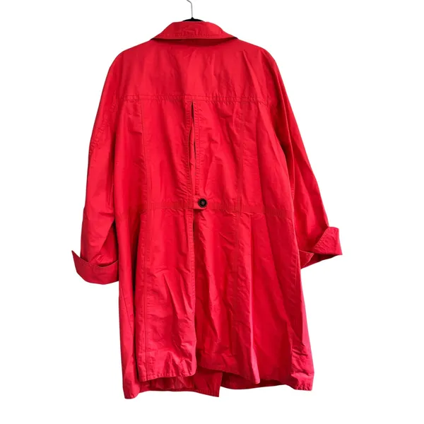 Eddie Bauer Womens Red Trench Coat Cotton Nylon Button Front Plus 2X 7827 - Image 9