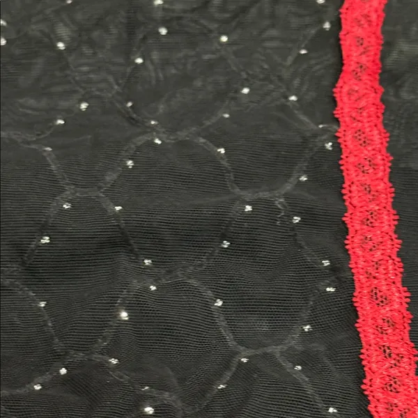 Native Intimates Babydoll Teddy 36B Medium Black Red Lace Sheer Rhinestones - Image 15
