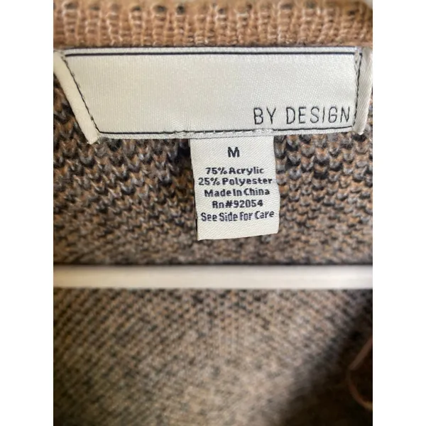 By Design Long Sweater Cardigan Geometric Boho Knit‎ Open Front Boho Western M - Image 3
