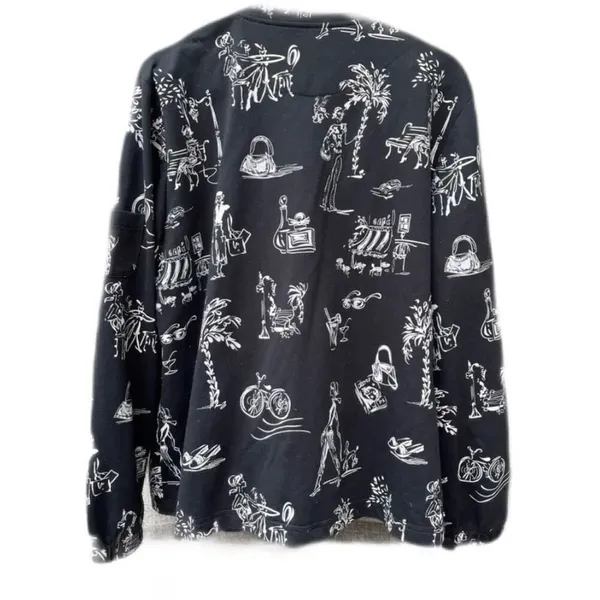 E.L.C.C. Size large vintage tropical themed oversized jacket. Black - Image 4