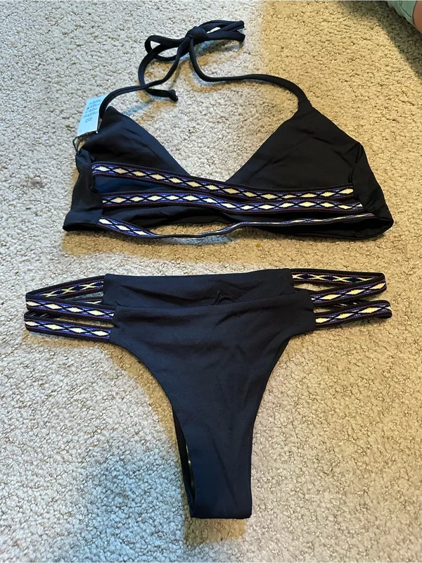 NWOT L*Space Itsy southwestern bikini set black - Image 4