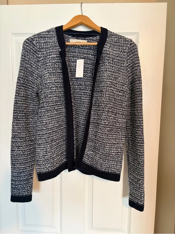 NWT LOFT Bouclé Cardigan Sweater Small Open Front Soft Classic Z16 - Image 2