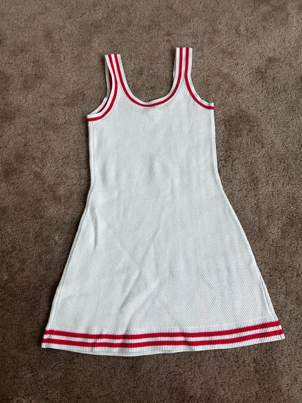 Alo Yoga Tennis Club Knit Sweater Dress white Candy Red Small - Image 9