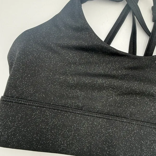 Zyia Active Shimmery Black Halter Strappy Sports Bra Size Medium - Image 3