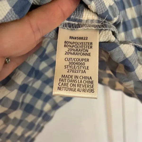 Max Studio NWT blue gingham smocked bust blouse M - Image 6
