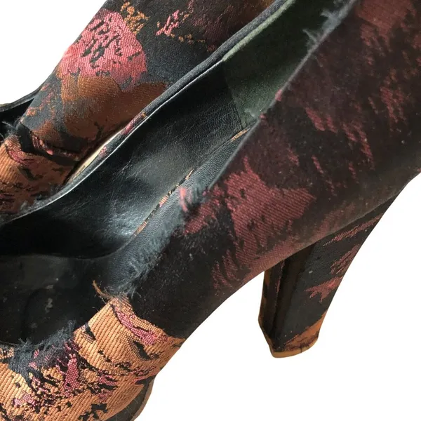 Kathryn Amberleigh Platform Pumps Heels Jacquard Black Brown 6.5 - Image 7