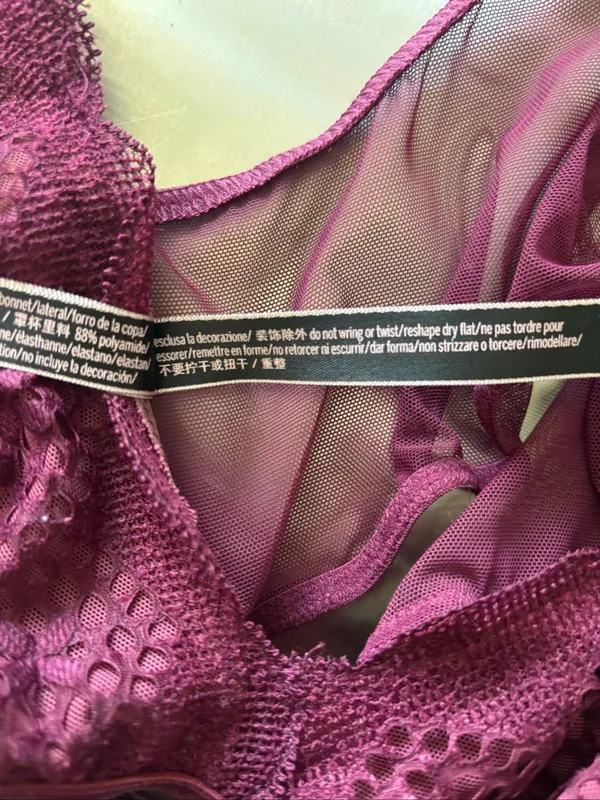 Victoria’s Secret Lace Racerback Bralette Womens Large Burgundy - Image 4