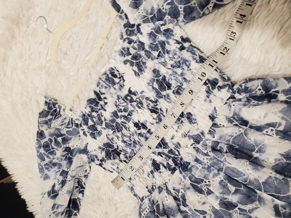 Baltic Born Hazel Eyelet Midi Dress in Navy Blue White XS - Image 5