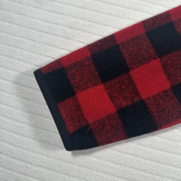 Eddie Bauer Women’s Medium Red Black Buffalo Plaid Fleece Pullover Snap Neck - Image 4