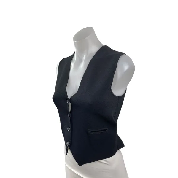 Zara Women's Black Sleeveless V Neck Button Down Waistcoat Suit Vest Tank Top S - Image 2