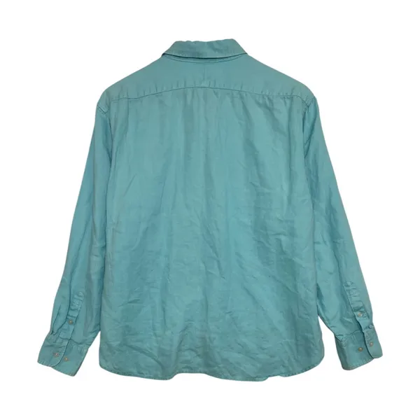 Lauren Ralph Lauren Top Womens Large Blue Linen Coastal Button Up Preppy Casual - Image 2