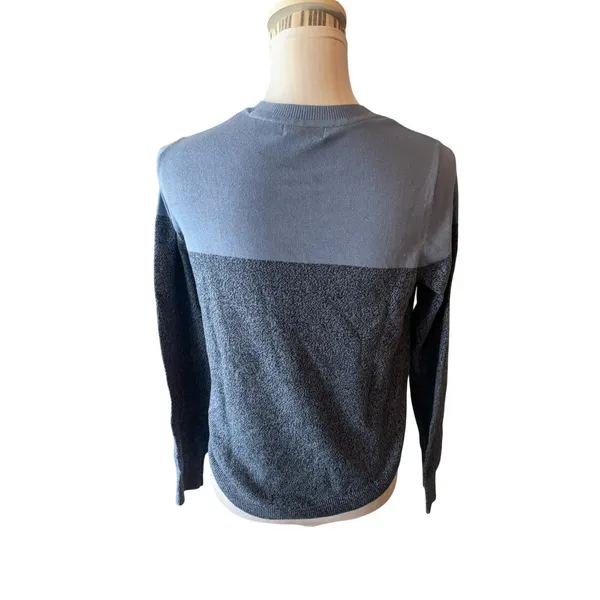 Style & Co Blue Crewneck Cotton Colorblocked Sweater Size PP - Image 2
