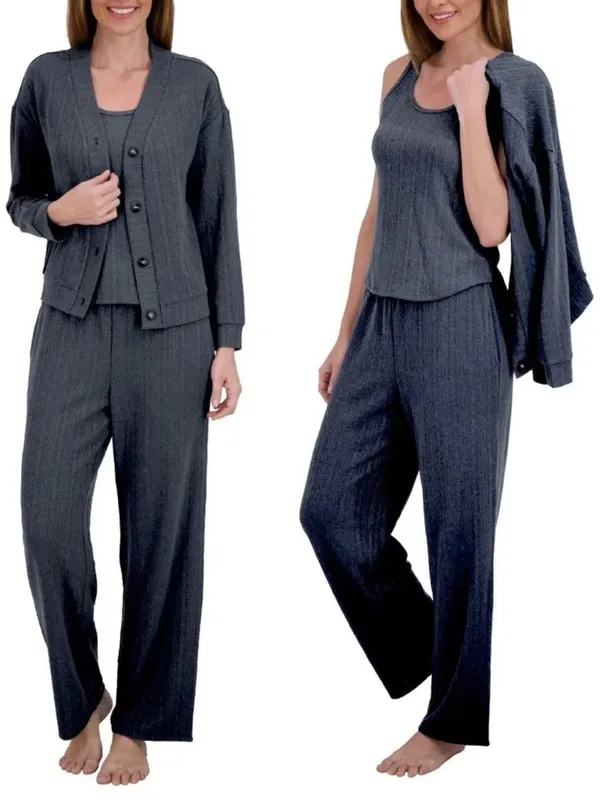 Live 2 Lounge Large Navy Coastal Lounge Knit Tank With‎ Cardigan Cabincor - Image 2
