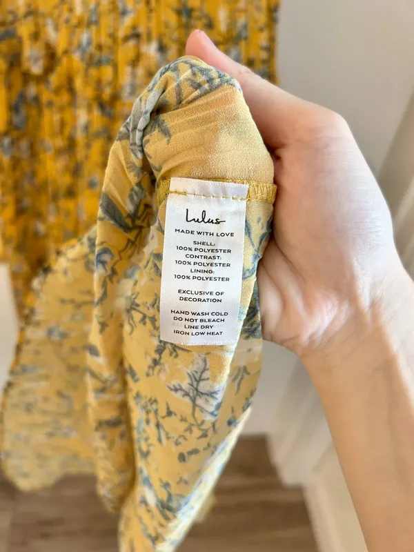 Lulus Such Sophistication Yellow Floral Print Pleated Summer Maxi Dress Size L - Image 7