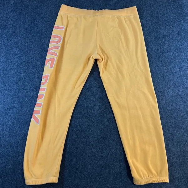 Victorias Secret PINK Sweatpants Orange Yellow Graphic Joggers Large Y2K Style‎ - Image 2