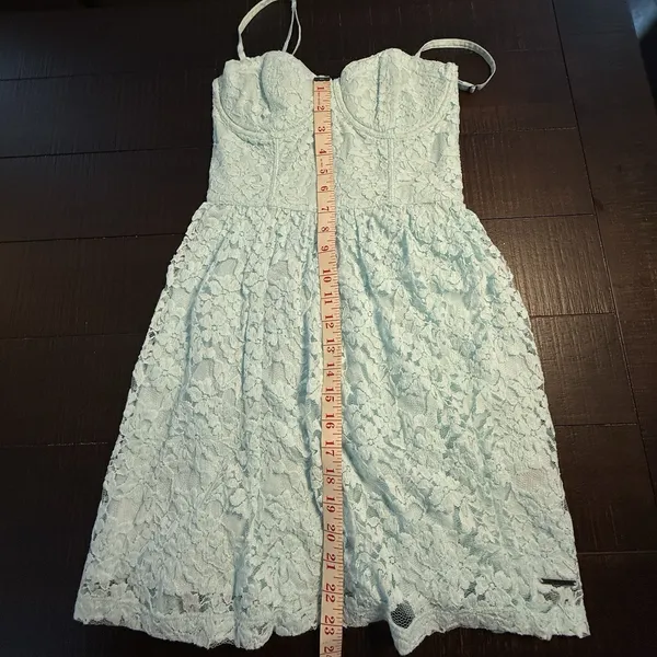 Abercrombie & Fitch Women's Sleeveless Lace‎ Mini Dress S Light Blue Corset Y2K - Image 6