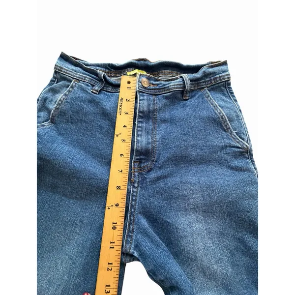 Gianni Bini Jeans Women's Medium Wide Leg Unhemmed High Rise Blue Denim #EEE2-1 - Image 5