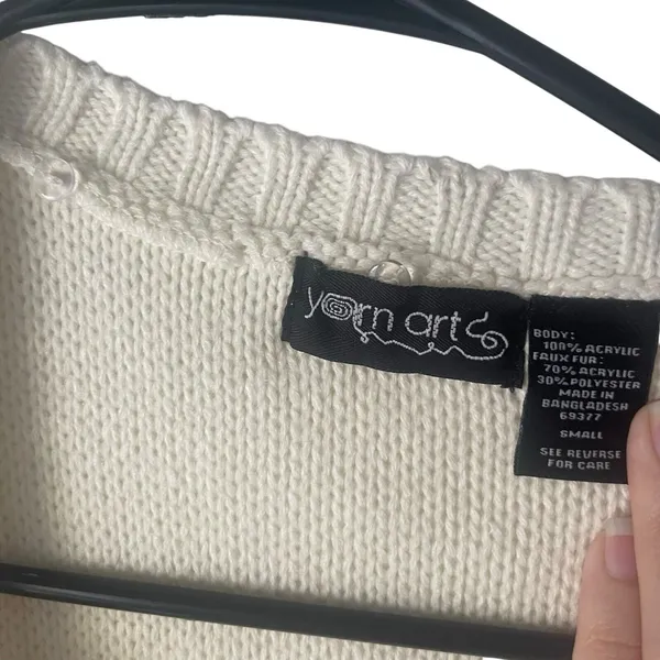 Yarn Art Size‎ Small Ivory Cable Knit Fisherman Toggle Buttons Sweater Vest - Image 6