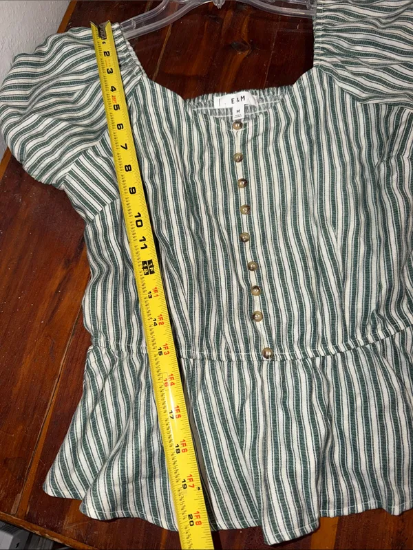 NEW Anthropologie E & M stripe top beach vacation cruise summer Button-Up Shirt - Image 4
