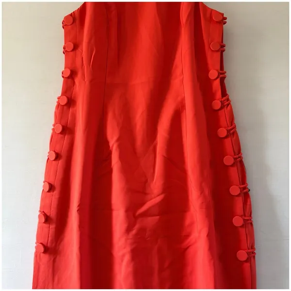 Lulus Bright Orange Maxi Dress CD4992 Side Button Sleeveless Racerback M - Image 4