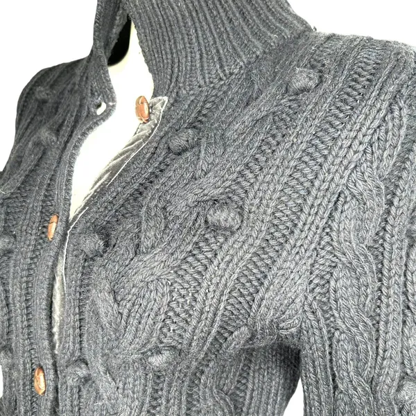 GILLY HICKS Cardigan Womens Blue Button Front Cable Knit Wool Blend‎ Size M Y2K - Image 2