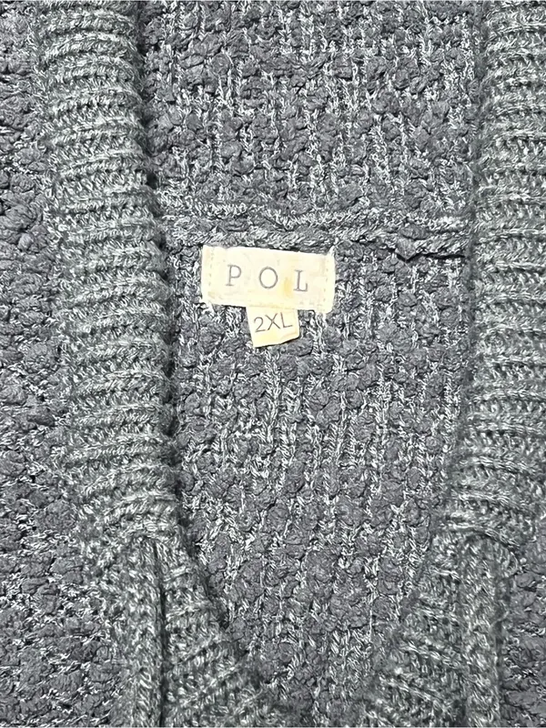 POL Popcorn Knit Hooded Sweater Gray 2XL Plus - Image 2