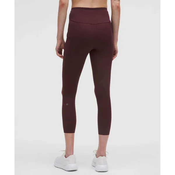 Lululemon 10 Fast and Free High-Rise Crop II Non-Reflective Nulux Garnet Cropped - Image 2