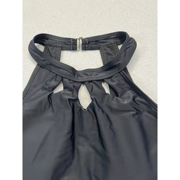 Womens Black High Neck Halter Tankini Top‎ Keyhole Cutout Detail Padded SZ Small - Image 2