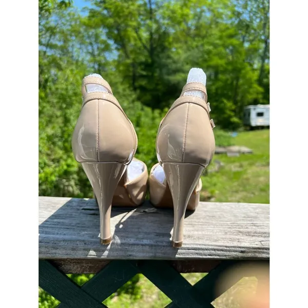 Dream Paris Office-02 Mary Jane Double Ankle Strap Heels Sz 9.5 Nude/Pat NIB - Image 3