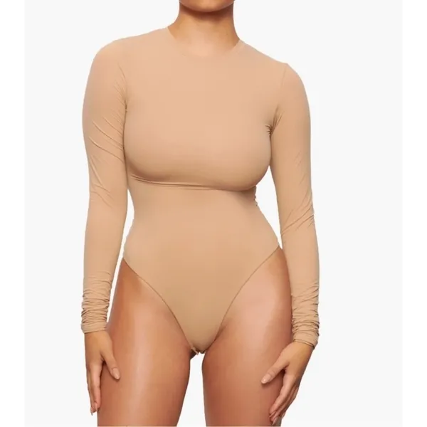 NWT (B22) Skims Fits Everybody Long Sleeve Bodysuit in Ochre Size XS - Image 3