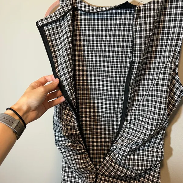 Halara Women's Black White Sleeveless Gingham Boat Neck Mini Dress Small NWT - Image 8