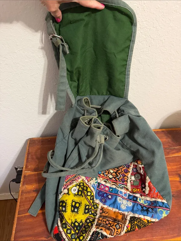 Earthbound Boho Slashed Floral Backpack‎ Hippie Gypsy Fairy Bag Vacation Purse - Image 7