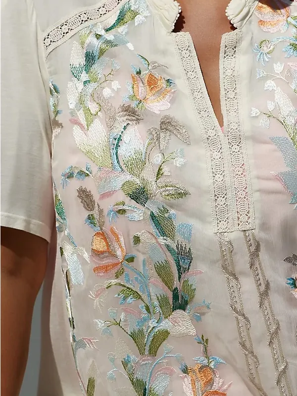 Anthropologie TINY Eliana Embroidered Floral Top Ivory Small NWT - Image 2