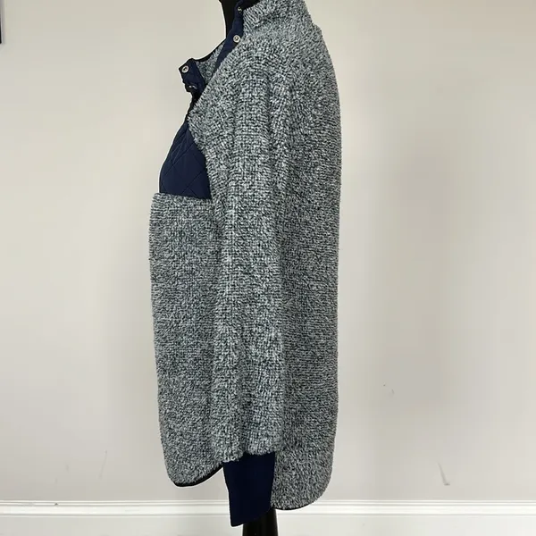 Source Unknown Navy Asymetrical Fleece Pullover Sz SM‎ - Image 3