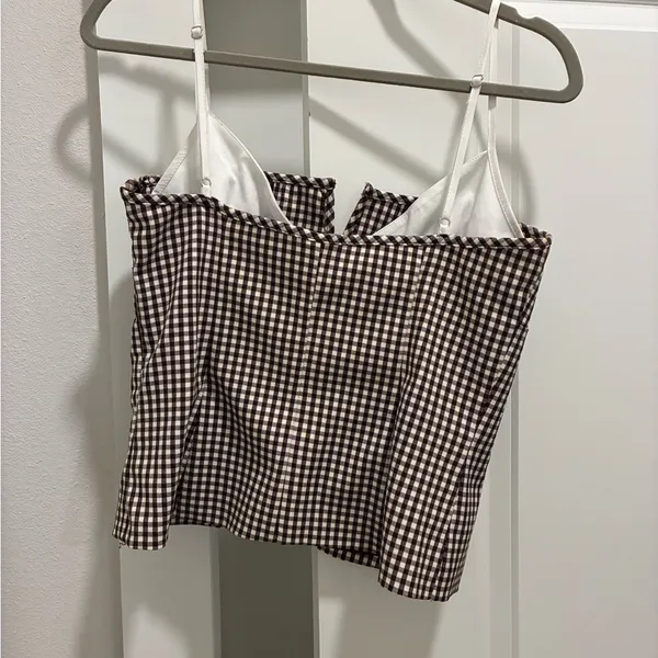 Zara Checkered Camisole in Brown and White - Image 2