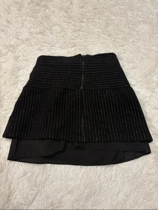 Alice + Olivia Black Pinstripe Tiered Peplum Skirt - Image 2