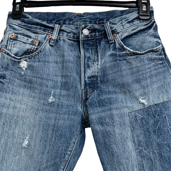 Levi’s 501 SZ W27 L27 Patchwork Jeans Ragged Lands Button-Fly Distressed Frayed - Image 2