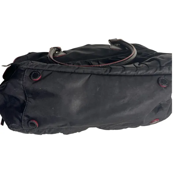MZ WALLACE Black Shoulder Bag Jane Bedford Nylon Multi Pockets Red Lining - Image 5