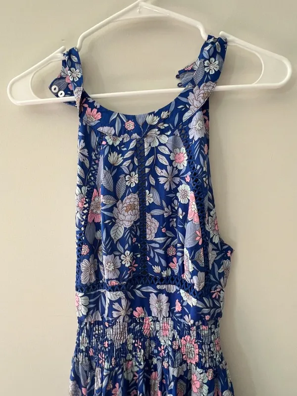 Abel the Label Bluebell Floral Halter Tie Back Full Skirt Maxi Dress XSmall - Image 11